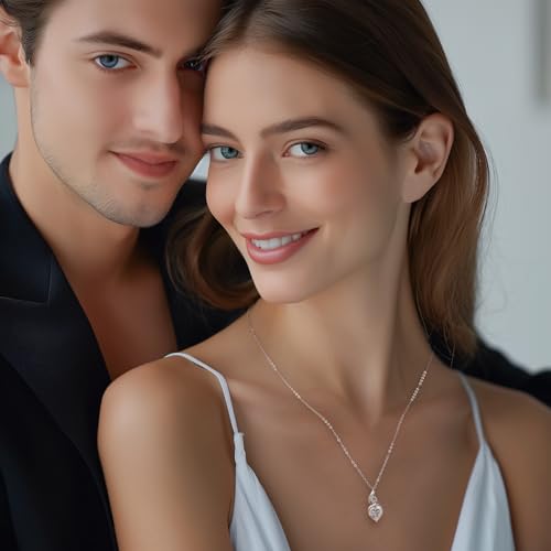 Moissanite Heart Pendant Necklaces for Women，925 Sterling Silver Gold Plating Necklace with Birthstone，Ideal Anniversary Present or Birthday Christmas Valentine Engagements Mothers Day Jewelry Gifts for Mom Wife Her Girlfriend2