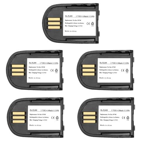 Timsenkoo 5 Pack 84598-01 82742-01 Replacement Battery for Plantronics Savi W740 W440-M W440 W740-M W445 W745 WH500 86507-01 Headset 3.7V 140mAh Cover