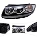 JooWing Headlights Headlamps for 2007 2008 2009 2010 2011 2012 Hyundai Santa Fe Assembly Projector Halogen Headlight 6Pin, Black Housing Clear Lens (Driver Side (L))