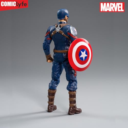 Image of Marvel Captain America Superhero Action Figure Toy (7 Inch) | Avengers Marvel Collectible Figurine | Highly Detailed, Fully Articulated Superheroes Toy | Captain America Action Figure by Comiclyfe