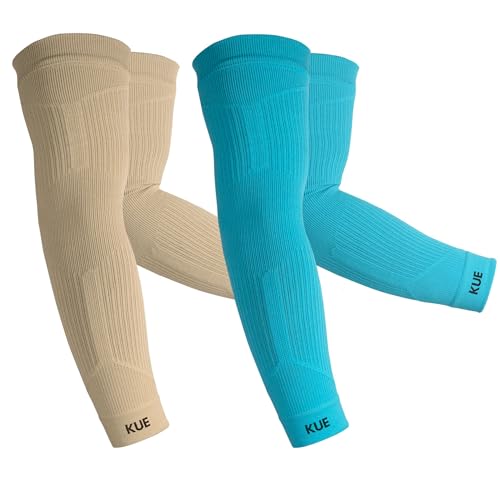 Image of KUE Compression Arm Sleeves for Men & Women | Sports Arm Sleeves for Running, Cricket & Cycling | UV Protection Cooling Sleeves | Arm Compression Sleeve for Joint Pain Relief