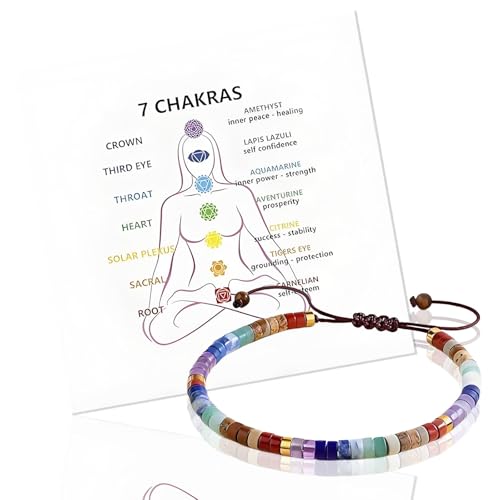 pozuauoa Chakra Bracelets for Women Beaded Bracelets for Women with Inspiring Card Adjustable Womens Bracelet Exquisite Chakra Gifts Spiritual Gifts for Gifting to Family and Friends