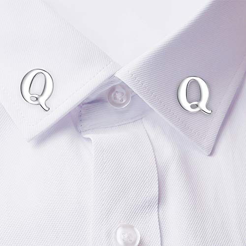 Image of HONEY BEAR Initial Alphabet Letter Lapel Pins Collar Badge Brooches for Mens /Womens Shirt Dress Decoration Silver