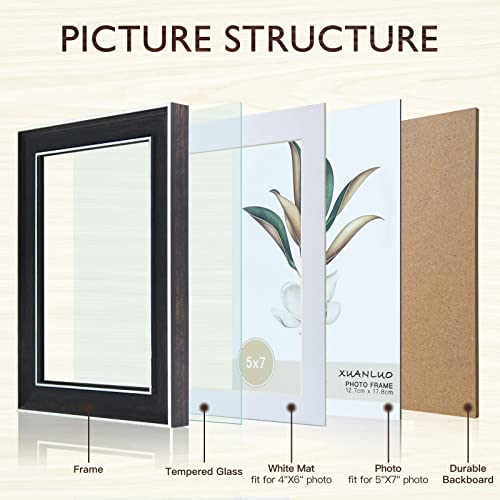 Xuanluo 4 Pack 5X7 Inch Picture Frames With Mat Wood Grain Photo Frame With Tempered Glass Wall Décor Rustic Home Décor Frame For Tabletop Display And Wall Hanging #TOP2