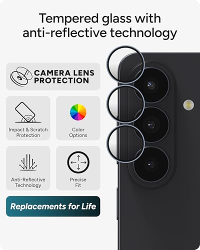 Image of ZAGG Glass Elite Samsung Galaxy S26 Camera Lens Protector - Blue, Anti-Reflective, 5X Stronger Impact & Scratch Resistant Aluminosilicate Glass - Easy Installation, Smudge-Free Surface