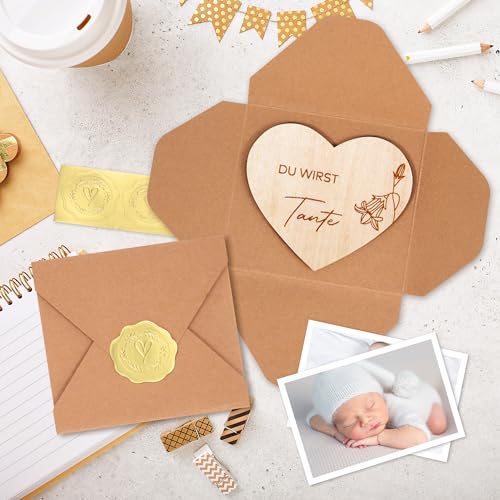 Schwangerschaft verkünden aus 8 Herz Holzscheiben, Wir bekommen ein Baby! Du wirst Oma/Opa/Tante/Onkel, IHR WERDET Oma & Opa, Möchtest DU MEIN Patenonkel Werden? Möchtest DU MEINE Patentante Werden?