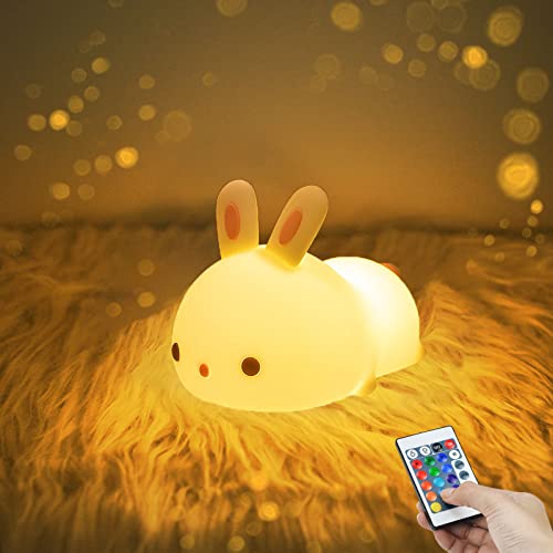 Veilleuse lapin rechargeable USB YOTOZU avec télécommande 16 couleurs pour bébé