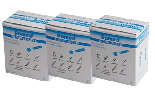 Pack 300 Lancetas Estériles Universales 28G (Glucosa, Colesterol, tests rápidos.) ultra delgadas de 28g de diseño universal para minimizar las molestias y el dolor de la piel. (300)