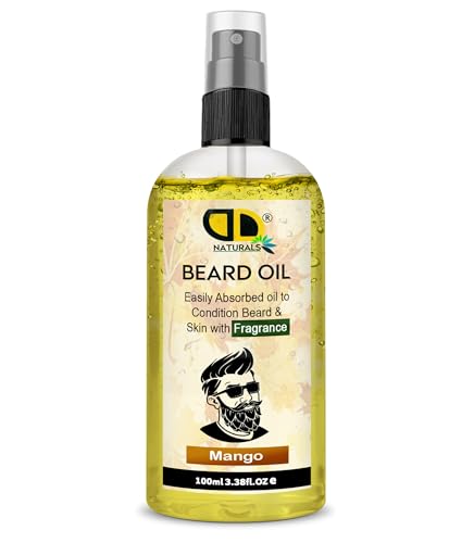 Image of DD Teck Mango Beard Essential Oil – Ultimate Hydration & Growth Booster for Men – Softens, Strengthens & Tames Beard Hair – Tropical Mango Scent – All-Natural Conditioning Formula (100ml Spray)