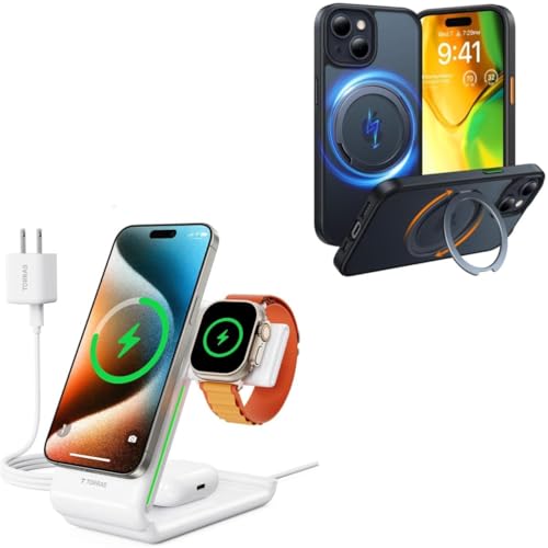 TORRAS 3 in 1 Charging Station Plus iPhone 15 Magnetic case