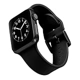 WITHit Designer Band Compatible with Apple Watch (Black - Silicone Keeperless, 42/44/45/49mm)