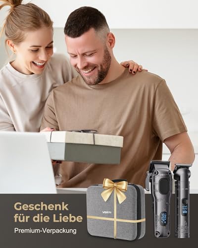 Vgrpro Haarschneidemaschine für Männer Professionell, Kabellose Haarschneidemaschine profi zum Haareschneider, Haarschneider Herren und Trimmer Set, Elektrischer Trimmer Herren mit Paket Box(Gray)