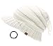D&Y Women's Beanie Tail Cable Knit Visor Ponytail Beanie Hat with Hair Tie.