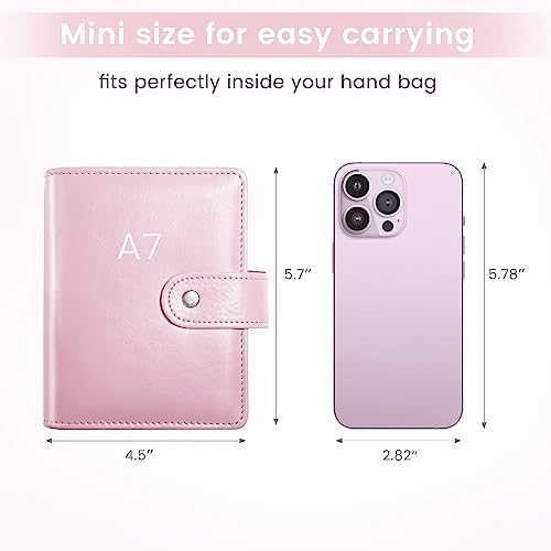 Zreal A7 Budget Binder With 12 Cash Envelopes, Money Organizer For Cash, Pink Mini Binder Wallet For Cash Stuffing Binder, Money Saving Binder, Envelope System Wallet For Cash Budgeting #TOP1
