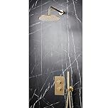 Apres Dual Function Concealed Shower Valve Brushed Brass | Complete Shower System | Brushed Brass | Fixed Head and Fixed Handset |