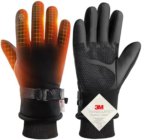 （02:30時点） 手袋 防寒手袋 【2025冬新登場・スマホ対応・裏起毛】 防寒グローブ メンズ レディース 3Mシンサレート アウトドアグローブ タッチパネル 撥水加工 滑り止め 紛失防止結び付け スポーツ バイク スキー 防風 防水 作業用 登山 釣り (ブラック, M)