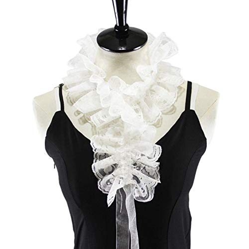 White Ruffles Lace Rim Fake Collar Abnehmbare Stickerei Blumenhalskette Halsreif mit verstellbarem Riemen Hochzeitsdekor Cover