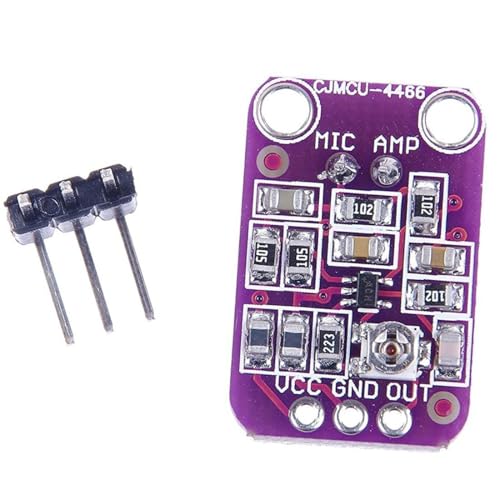 Image of GY MAX4466 Electret Microphone Amplifier Module, Purple PCB Board with 3-Pin Header, Sound Detection Sensor for rduino Projects