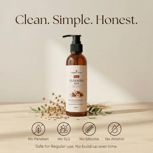 Image of Organic Netra Pure Flaxseed Gel with Vitamin E, Frizz Control & Curl Defining Gel for Curly & Wavy Hair, 200ml