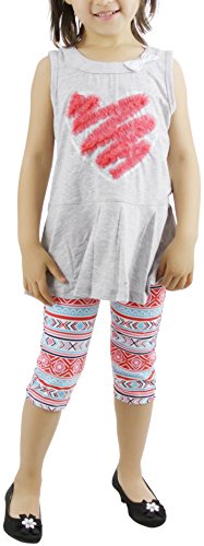 Image of ToBeInStyle Girl's Sleeveless Tank Top & Leggings 2 Piece Outfit Casual Dress Style Set