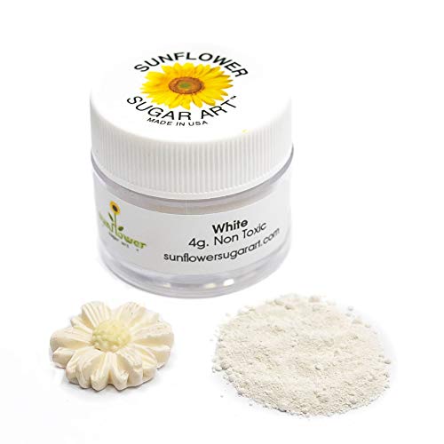 Sunflower Sugar Art White Petal Dust Food Coloring - Premium Gray Matte Powder Cake Accessories for Cake Decoration, Fondant and Gumpaste - 4 Grams Non-Toxic Baking Stuff for confectionery