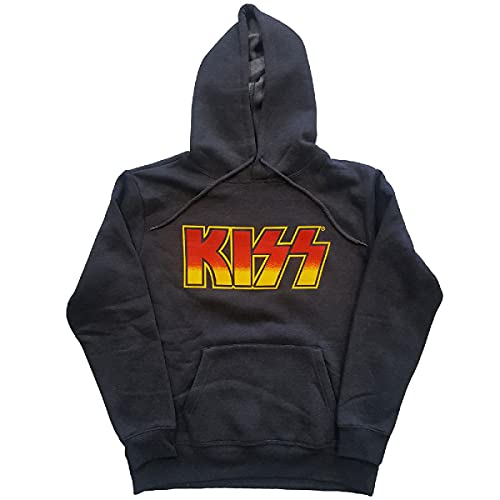 Kiss Classic Logo Official Unisex Hoodie Hooded Top (Large) Grey