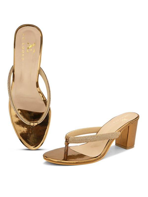 XE Looks Copper Fashion Sandals | Faux Leather Comfortable,Trendy and Stylish Block Heel | For Wedding Occasion 3 Inches Heel | For Women & Girls (B0CY2FT4PS) Amazon Price History, Amazon Price Tracker