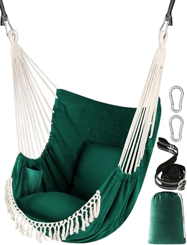 Chihee Sièges Suspendus Chaise Suspendue Hamac 2 oreillers Inclus,Sangles et Crochets Solides pour Une Suspension Facile Suspendue en Coton Doux Poche de côté Ensemble de chaises à Pampilles Confort