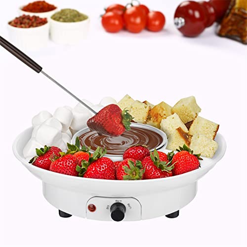 Dinglong Chocolate Service à Fondue au Chocolat avec Assiettes, Appareil à Fondue au Chocolat au Design rétro, Chocolate Service à Fondue au Chocolat, Fontaine à Chocolat Electrique - Prise EU