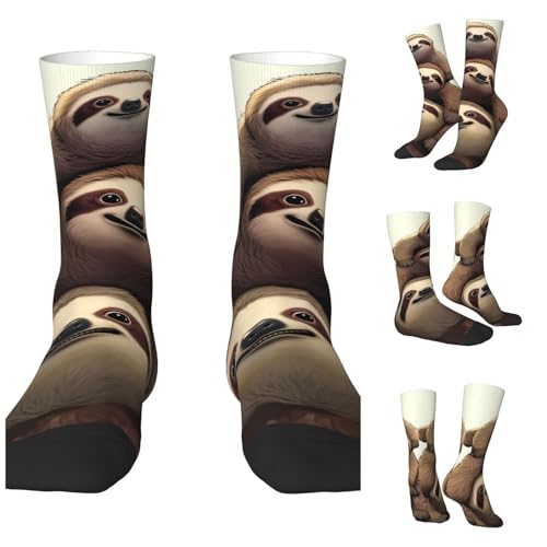 LZQPOEAS Sloth Stack Athletic Socks Unisex Cushioned Crew Socks Hiking Running Calf Sock Soft Above Ankle Sock