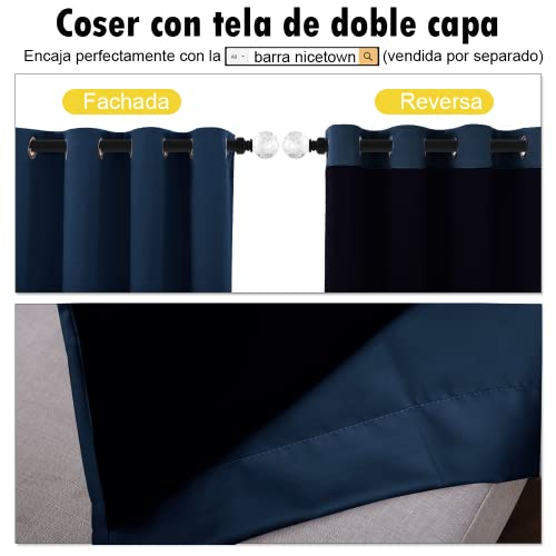 Image of NICETOWN Complete 100% Blackout Curtain Set, Thermal Insulated & Energy Efficiency Window Draperies for Guest Room, Full Shading Panels for Shift Worker and Light Sleepers, Navy Blue, 42W x 84L, 2 Pcs