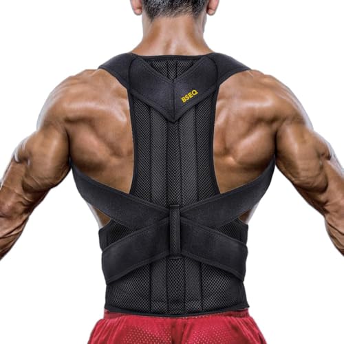 BSEQ Correttore Posturale per Schiena e Spalle, Supporto Regolabile (Nero)