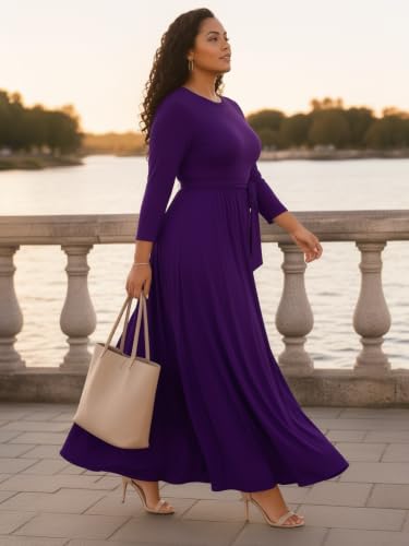 Image of Casual Maxi Dress for Women 3 /4 Sleeve with Pockets