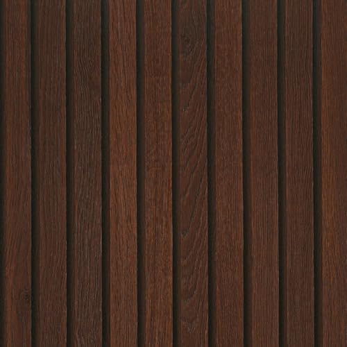 FunStick 16"x472" Brown Wood Slats Peel and Stick Wallpaper Waterproof