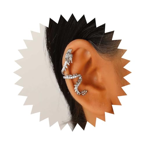 Cybche Punk Dragon Ear Cuff Pendientes Pendientes De Cristal Dragon Dragon Cuff Wrap Pendientes De Plata Cz Dragon Cartilage Cuff Pendientes Dragon Crawler Cuff Pendientes Joyeria(plata Derecha)