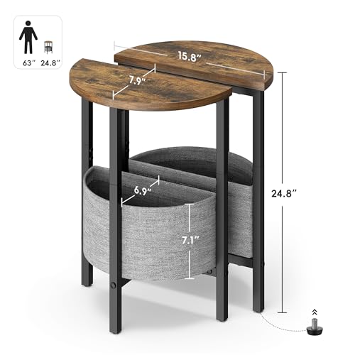 Modern Half Moon Side Table Set with Storage - 2 Pieces - Image 4
