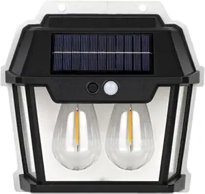 RaajaOutlets Solar Wall Lamp Lights Wireless Outdoor Light Tungsten Solar Powered Lights with 3 Modes & Motion Sensor Filament IP65 Waterproof Porch Lights for Home Garden Decoration