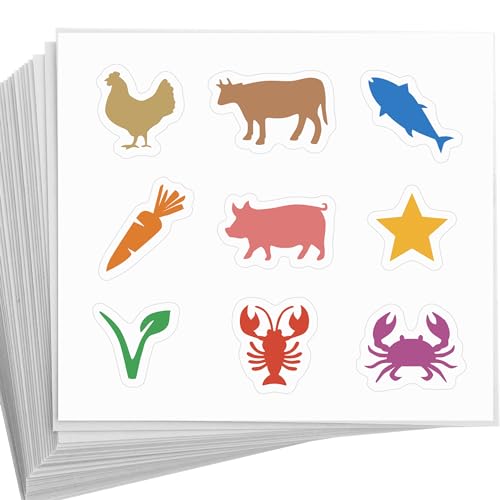 LEMBANG 50 Sheets（450 pcs） Meal Choice Stickers,Meal Selection Stickers for Place Cards,Chicken/Beef/Fish/Etc. (Colorful)