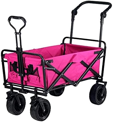 Folding Camping Cart Outdoor Folding Utility Wagon Foldable Handcart Garden Utility Truck with Adjustable Handle Outdoor Pull Wagon for Beach Fishing Picnic Load-Bearing 100kg / 220lbs (Style 2)