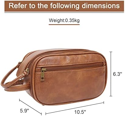 Ynport PU Leather Toiletry Bag for Men Travel Shaving Dopp Kit-Large Cosmetic Bags Unisex Toiletries Bathroom Organizer Accessories Organizer(Brown) 2 Ynport PU Leather Toiletry Bag for Men Travel Shaving Dopp Kit-Large Cosmetic Bags Unisex Toiletries Bathroom Organizer Accessories Organizer(Brown)