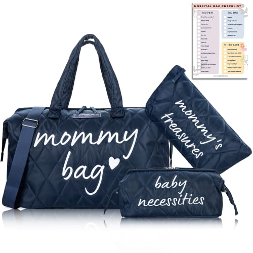 Image of PeraBella Mommy Bag for Hospital, Mom Bag Diaper Bag Tote, Mommy Hospital Bag, Maternity Bag for Hospital, Baby Shower Momma Diaper Bag