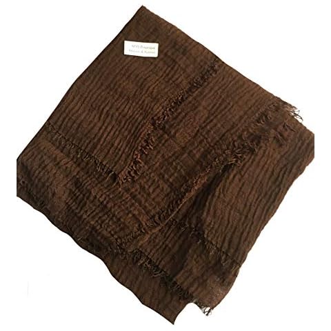 Maxi Oversize Crimp Crinkle Frayed Plain Hijab Scarf Scarves Shawl Ruffle Wrap (37-Chocolate) Cover
