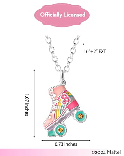 SALLY ROSE Barbie 3D Roller Skates Necklace, 16"+2" Silver Flash-Plated Barbie Pendant Necklace for Women Official License4