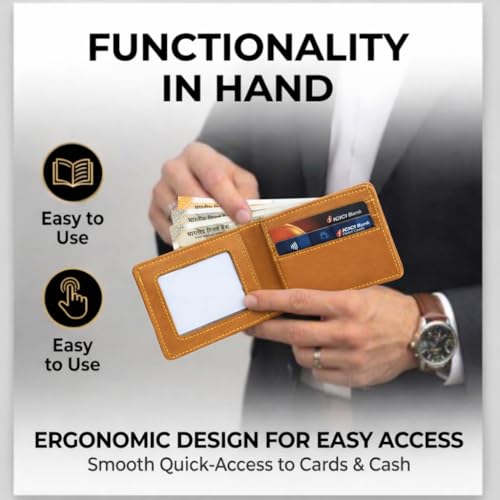 Image of Customized Wallet for Men with Name & Charm (Tan) | Personalised Stylish Leather Wallet for Boy | Personalized Unique Gift with Card Slots & Cash Compartment for Boys, Employees
