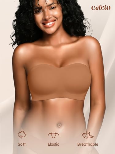 Image of Strapless Bras for Women - S-2XL Wireless Seamless Bandeau, Soft Padded Bralette, Comfortable Tube Top Bra (A-D Cup)