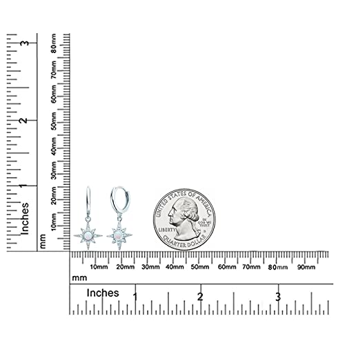 Sterling Silver Opal Huggie Earrings For Women, Hypoallergenic Starburst Dangle Drop Hoop Earrings, Birthstone Birthday Gift Fine Jewelry For Her #TOP4