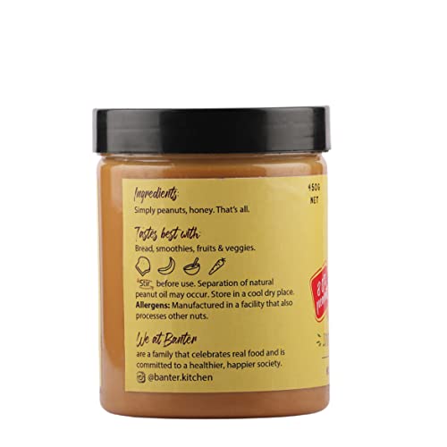 Image of Banter Honey Roasted Peanut Butter: 100% Natural Homemade Goodness With High Protein, No Added Sugar And No Added Oil - 450 Gram