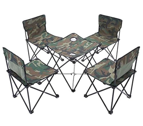 HUAWELL Lightweight Camping Chair 5-Pack Folding Portable Seat Stool with Shoulder Strap, Perfect for Outdoor Traveling Camping Picnic Fishing (Camouflage 5 Piece Set)