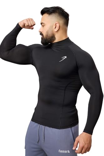 Image of Men Full Sleeves Slim Fit Compression High Neck Sports and Gym Tshirt
