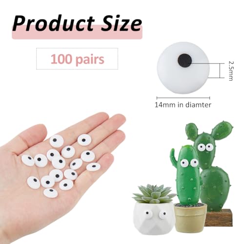 SUPERFINDINGS 200Pcs 14mm Eyes Cabochons Eyes Tiles Flat Round Eyes Black White Safety Eyes Flatback Amigurumi Eyes for Puppet Teddy Bear Crochet - Image 2